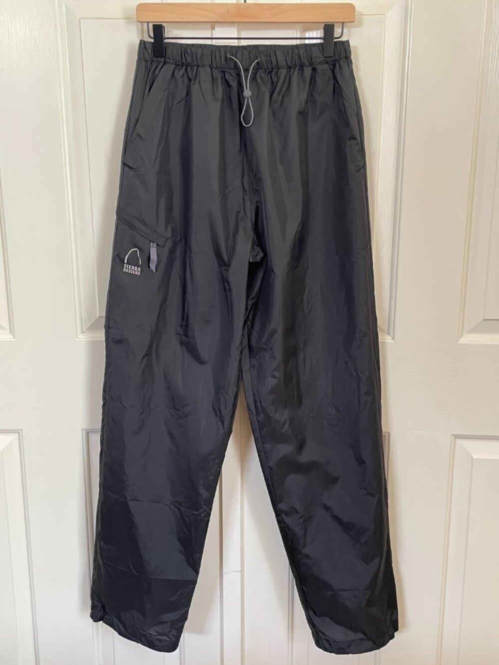 Sierra Designs Packable Rain Pants Medium Black Nylon Hiking Vintage